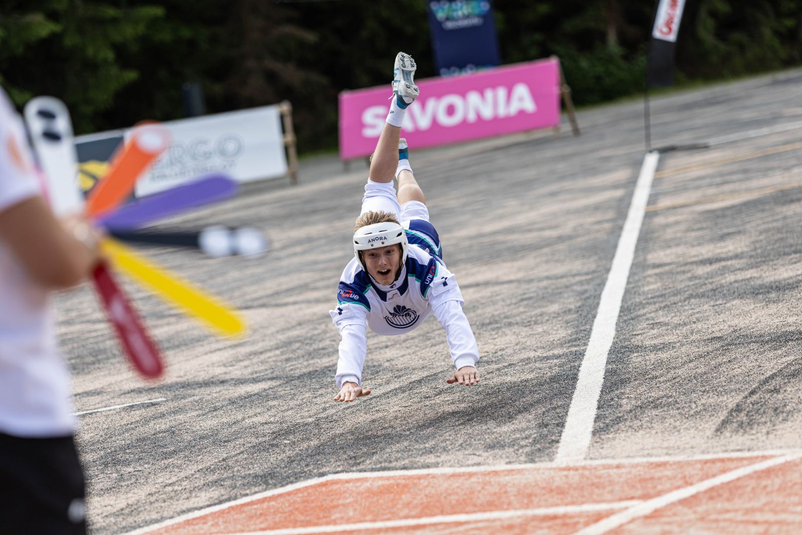 A player diving full length